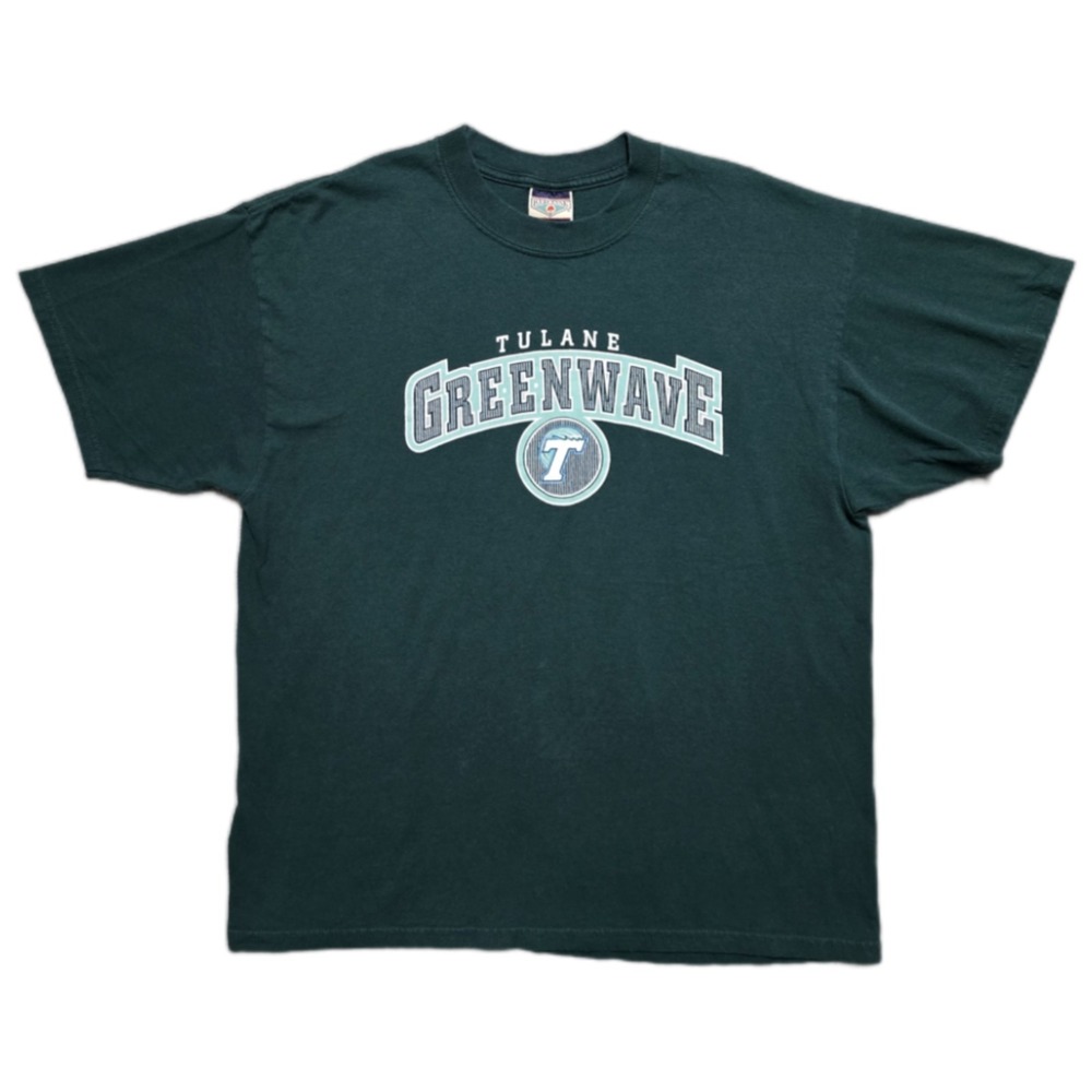 Rare VTG Tulane University Green Wave‎ 90s Graphic T Shirt Mens XL